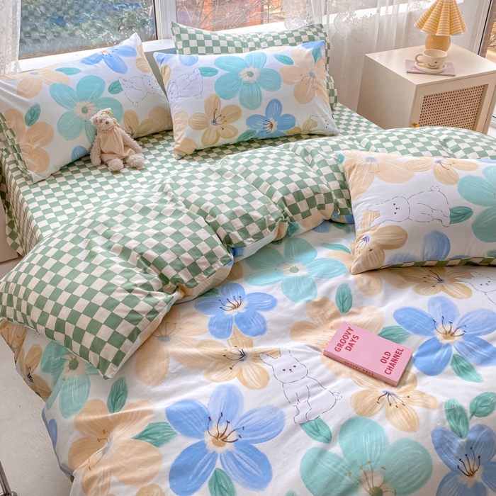 91家纺网 家纺一手货源 找家纺 曼之夏 2022新款全棉清新印花单被套 春夏