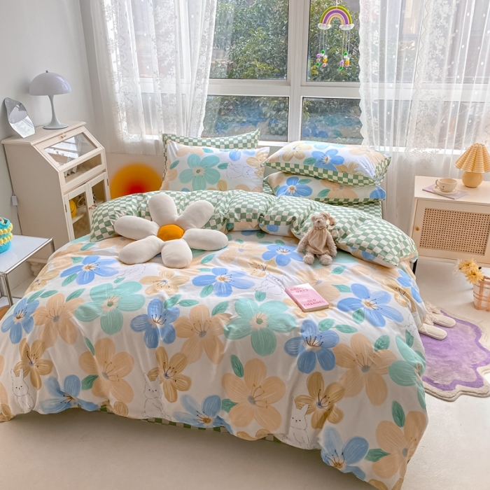 91家纺网 家纺一手货源 找家纺 曼之夏 2022新款全棉清新印花单被套 春夏