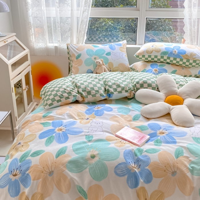 91家纺网 家纺一手货源 找家纺 曼之夏 2022新款全棉清新印花单被套 春夏