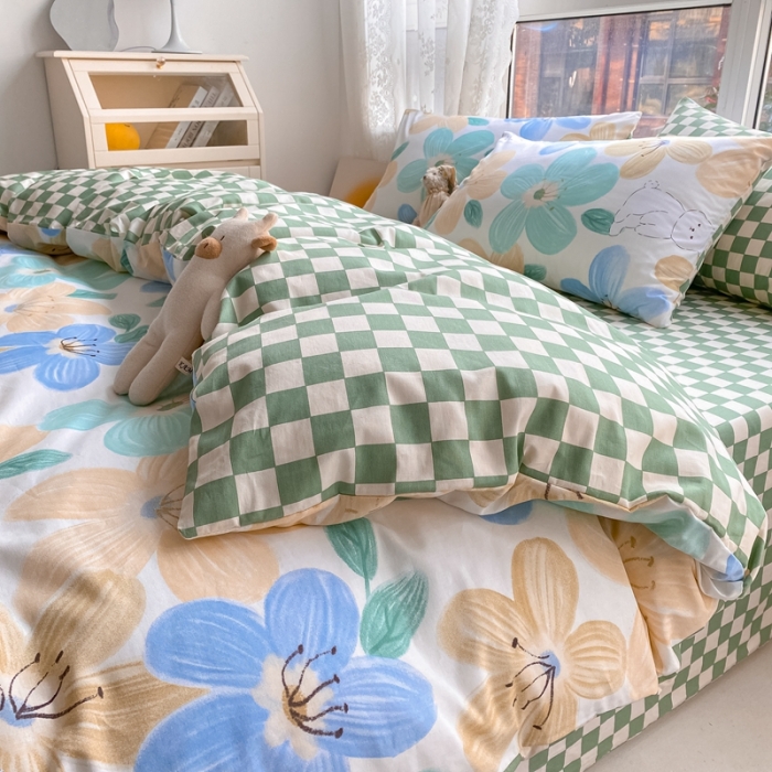 91家纺网 家纺一手货源 找家纺 曼之夏 2022新款全棉清新印花单被套 春夏