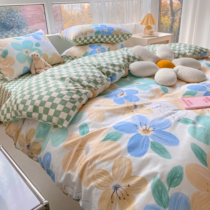 91家纺网 家纺一手货源 找家纺 曼之夏 2022新款全棉清新印花单被套 春夏