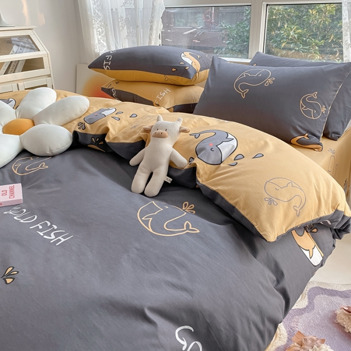 91家纺网 家纺一手货源 找家纺 曼之夏 2022新款全棉清新印花单被套 蓝鲸