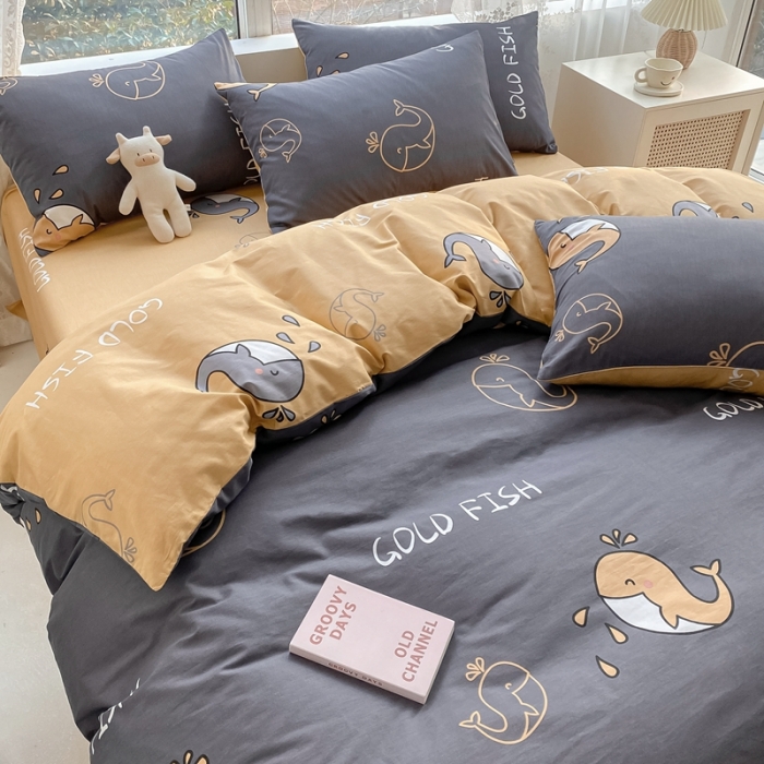 91家纺网 家纺一手货源 找家纺 曼之夏 2022新款全棉清新印花单被套 蓝鲸