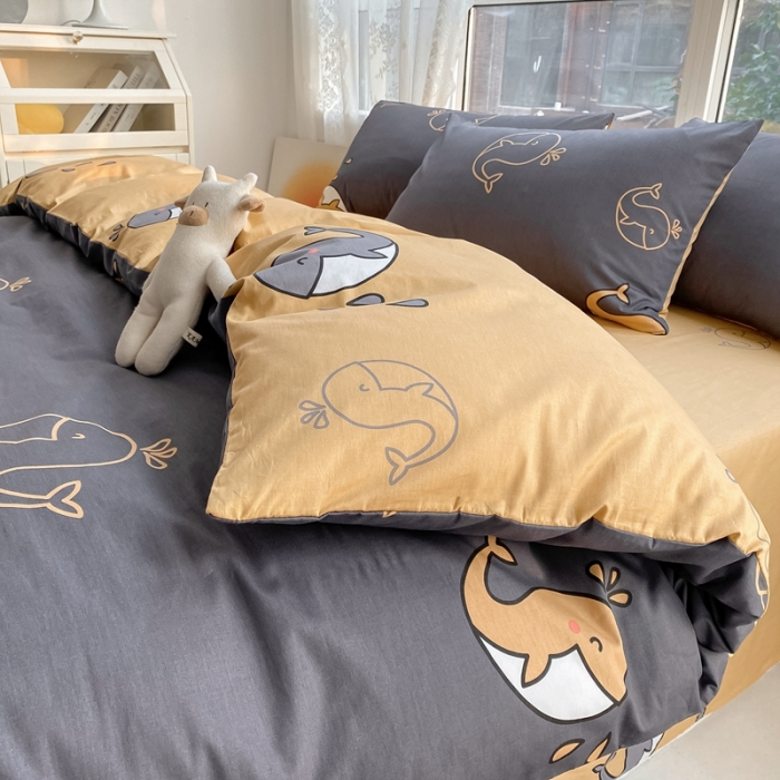 91家纺网 家纺一手货源 找家纺 曼之夏 2022新款全棉清新印花单被套 蓝鲸