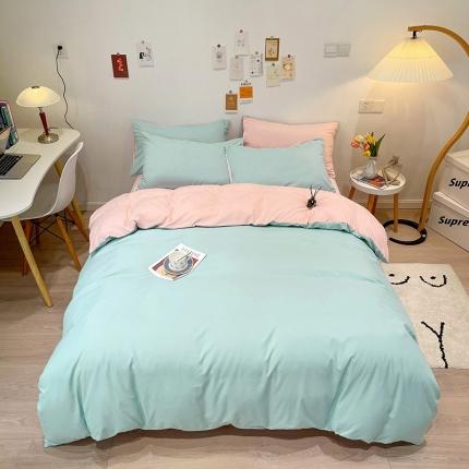 91家纺网 家纺一手货源 找家纺 （总）蓝淋家纺 2022新款纯色双拼四件套