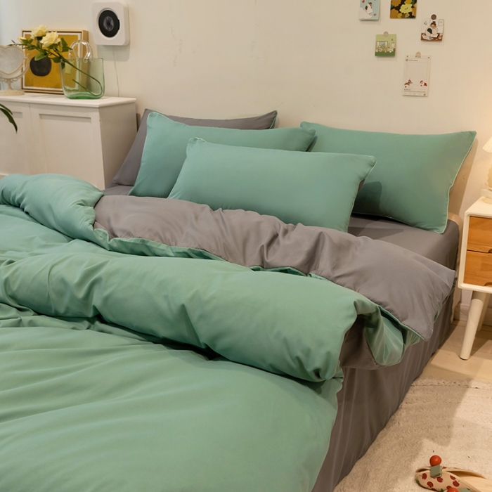 91家纺网 家纺一手货源 找家纺 （总）蓝淋家纺 2022新款纯色双拼四件套