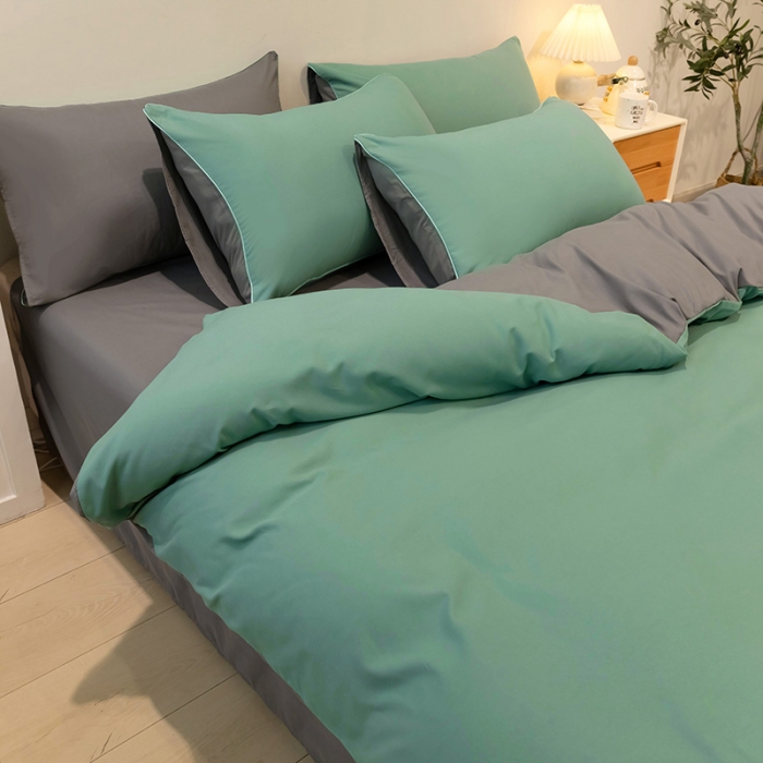 91家纺网 家纺一手货源 找家纺 （总）蓝淋家纺 2022新款纯色双拼四件套