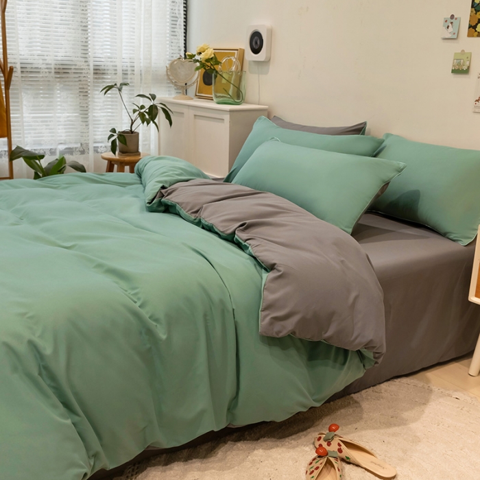 91家纺网 家纺一手货源 找家纺 （总）蓝淋家纺 2022新款纯色双拼四件套