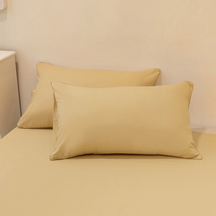 91家纺网 家纺一手货源 找家纺 蓝淋家纺 2022新款纯色双拼四件套 浅驼色