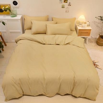 蓝淋家纺 2022新款纯色双拼四件套 浅驼色