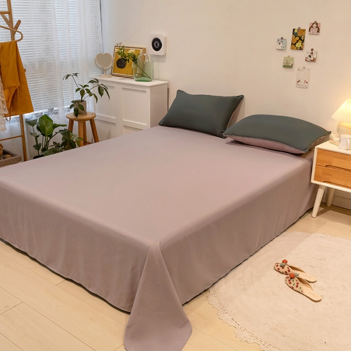 91家纺网 家纺一手货源 找家纺 蓝淋家纺 2022新款纯色双拼四件套 深灰咖