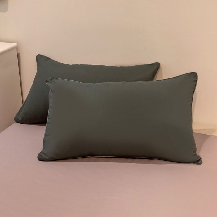 91家纺网 家纺一手货源 找家纺 蓝淋家纺 2022新款纯色双拼四件套 深灰咖