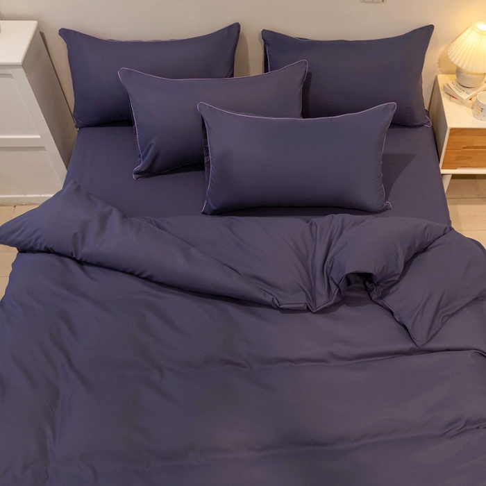 91家纺网 家纺一手货源 找家纺 蓝淋家纺 2022新款纯色双拼四件套 深色青