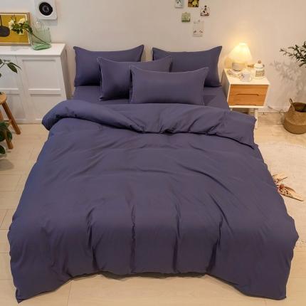 蓝淋家纺 2022新款纯色双拼四件套 深色青