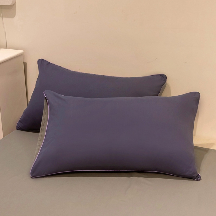 91家纺网 家纺一手货源 找家纺 蓝淋家纺 2022新款纯色双拼四件套 深色青+浅灰