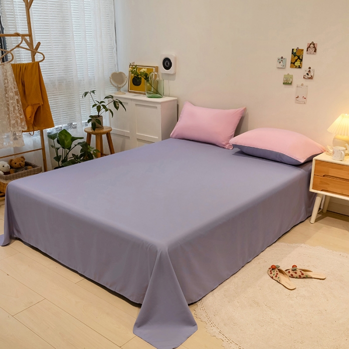 91家纺网 家纺一手货源 找家纺 蓝淋家纺 2022新款纯色双拼四件套 新玉色+浅灰