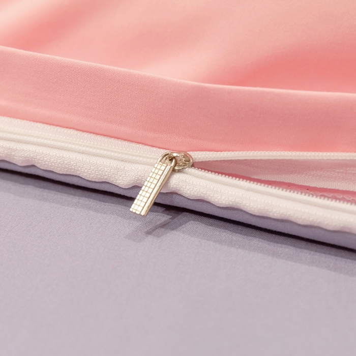 91家纺网 家纺一手货源 找家纺 蓝淋家纺 2022新款纯色双拼四件套 新玉色+浅灰