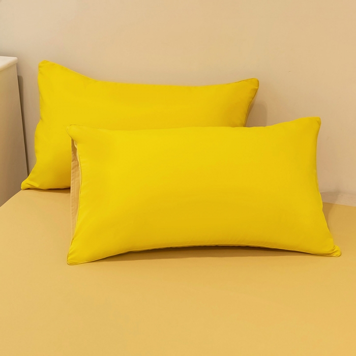 91家纺网 家纺一手货源 找家纺 蓝淋家纺 2022新款纯色双拼四件套 杏黄+浅驼