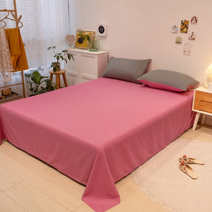 91家纺网 家纺一手货源 找家纺 蓝淋家纺 2022新款纯色双拼四件套 胭脂灰