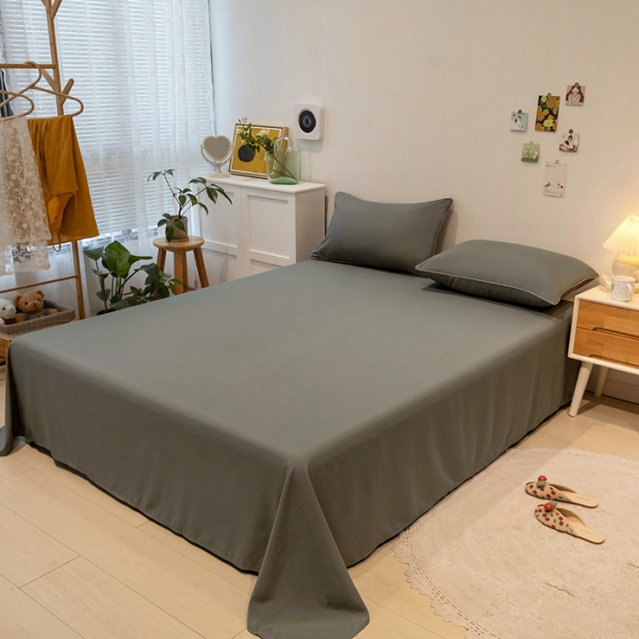 91家纺网 家纺一手货源 找家纺 蓝淋家纺 2022新款纯色双拼四件套 银灰