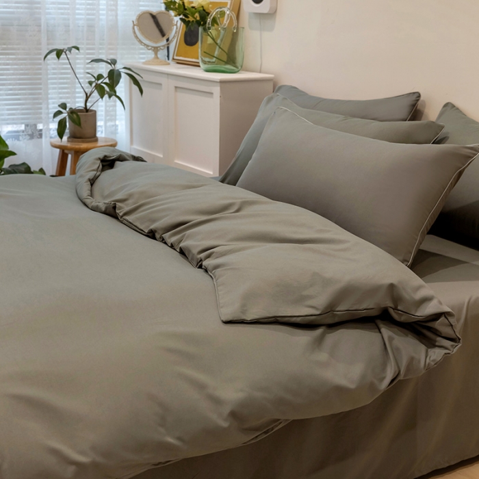 91家纺网 家纺一手货源 找家纺 蓝淋家纺 2022新款纯色双拼四件套 银灰