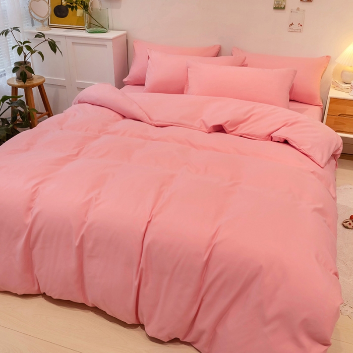 91家纺网 家纺一手货源 找家纺 蓝淋家纺 2022新款纯色双拼四件套 玉色