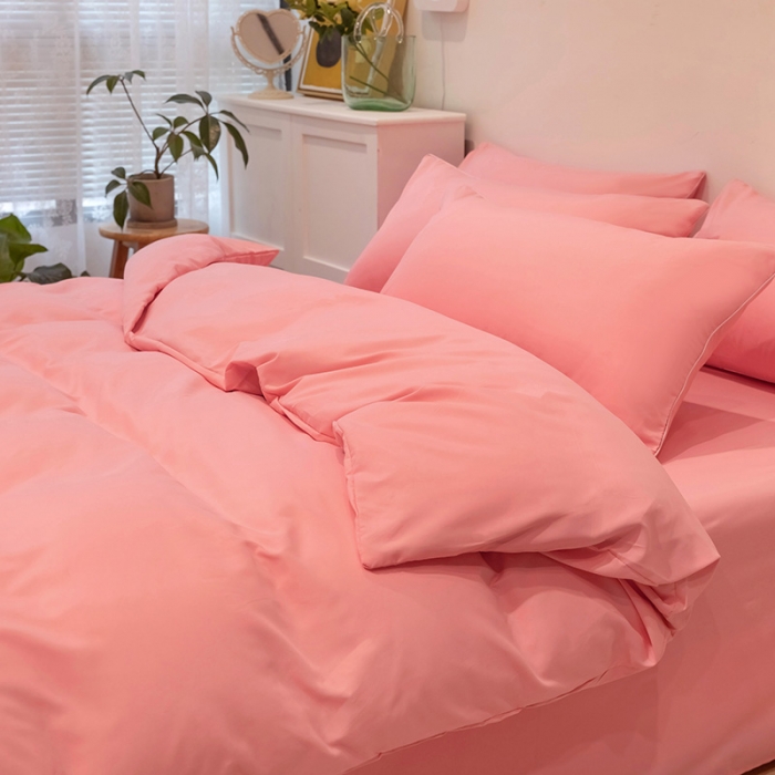 91家纺网 家纺一手货源 找家纺 蓝淋家纺 2022新款纯色双拼四件套 玉色