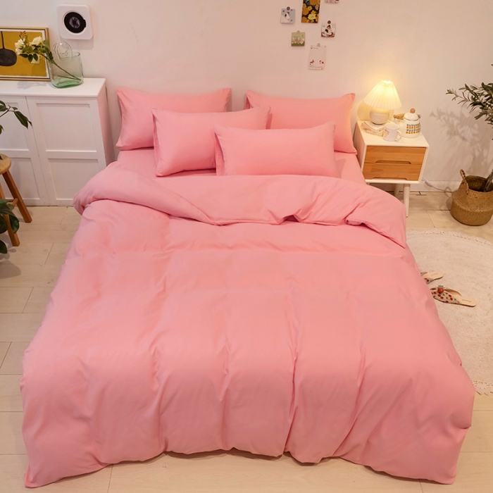 91家纺网 家纺一手货源 找家纺 蓝淋家纺 2022新款纯色双拼四件套 玉色