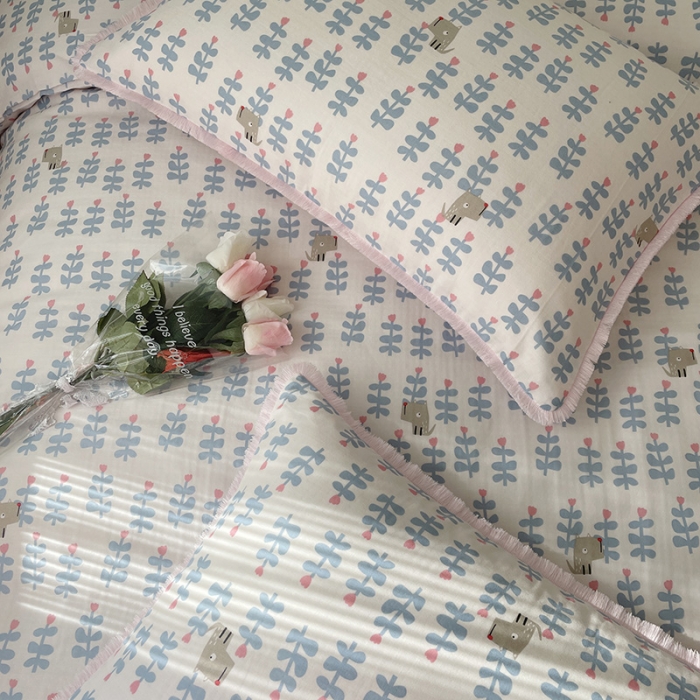 91家纺网 家纺一手货源 找家纺 千朵 2022新款全棉双层纱布四件套 花丛