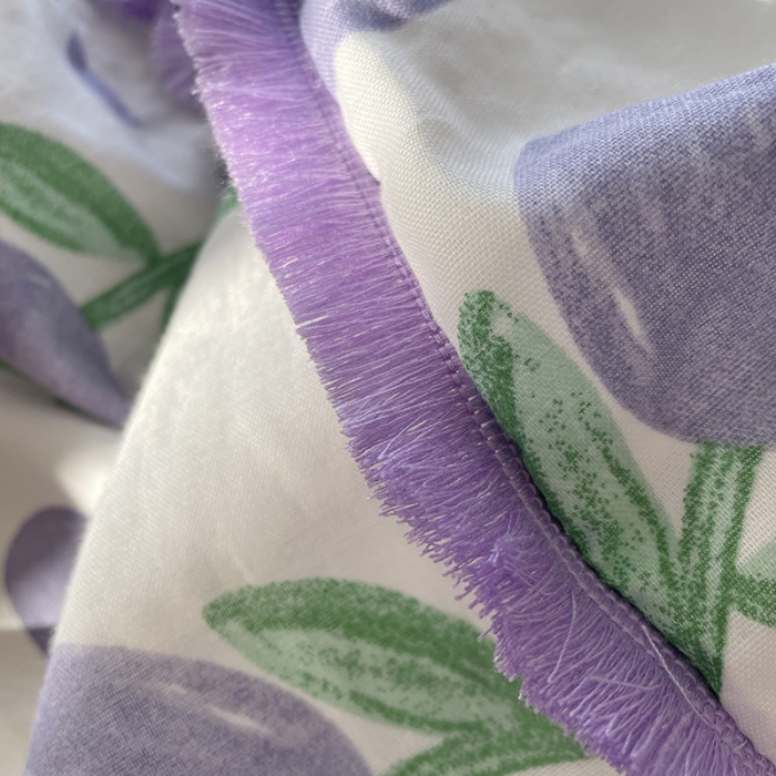 91家纺网 家纺一手货源 找家纺 千朵 2022新款全棉双层纱布四件套 紫苏叶