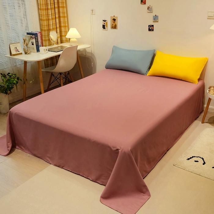 91家纺网 家纺一手货源 找家纺 蓝淋家纺 2022新款纯色简约四件套 白色+藕色