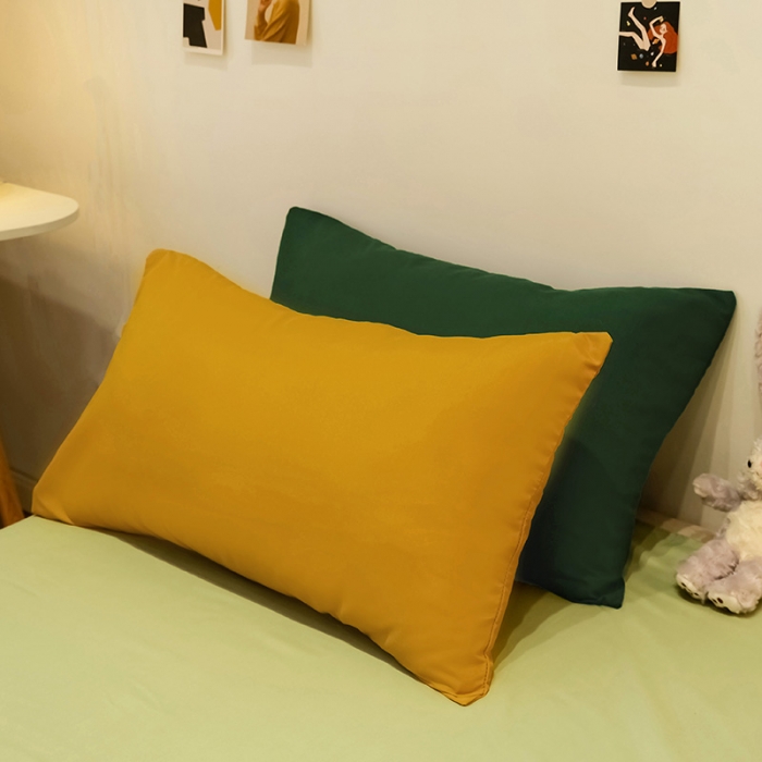 91家纺网 家纺一手货源 找家纺 蓝淋家纺 2022新款纯色简约四件套 橙色+豆绿