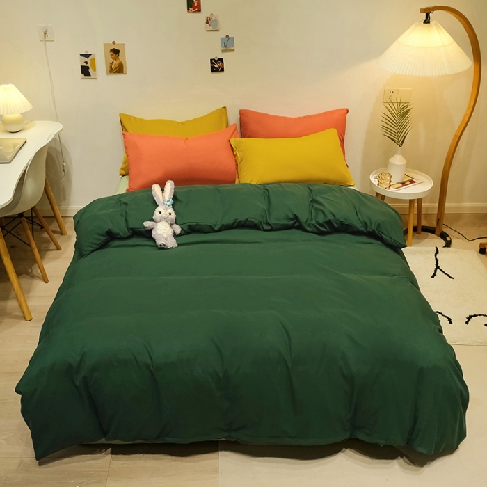 91家纺网 家纺一手货源 找家纺 蓝淋家纺 2022新款纯色简约四件套 翠绿+豆绿