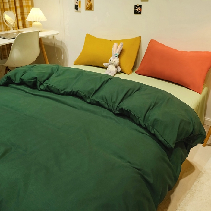 91家纺网 家纺一手货源 找家纺 蓝淋家纺 2022新款纯色简约四件套 翠绿+豆绿