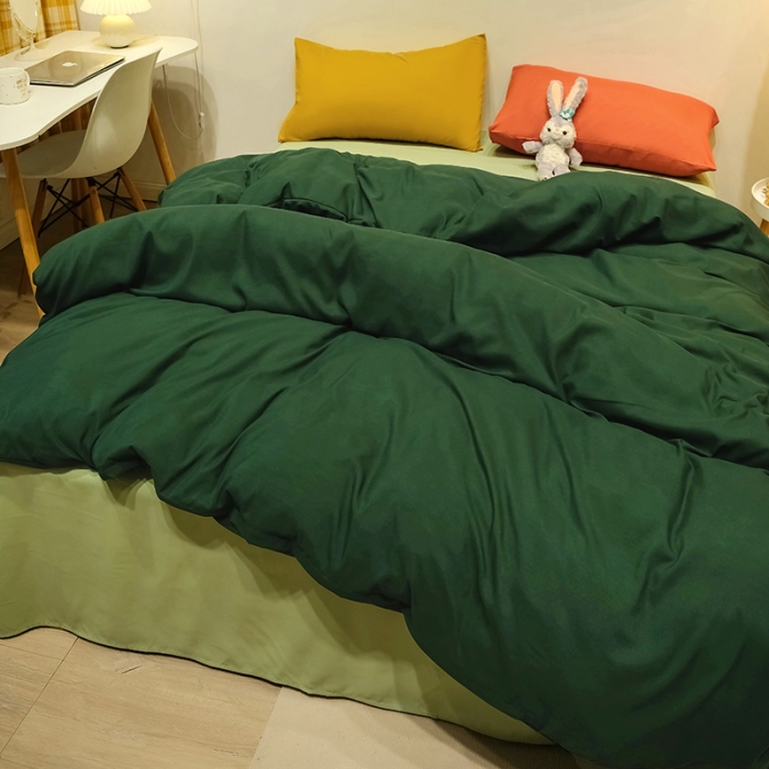 91家纺网 家纺一手货源 找家纺 蓝淋家纺 2022新款纯色简约四件套 翠绿+豆绿