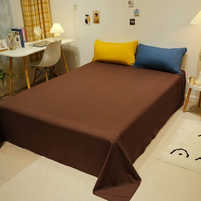 91家纺网 家纺一手货源 找家纺 蓝淋家纺 2022新款纯色简约四件套 罗兰紫+焦糖