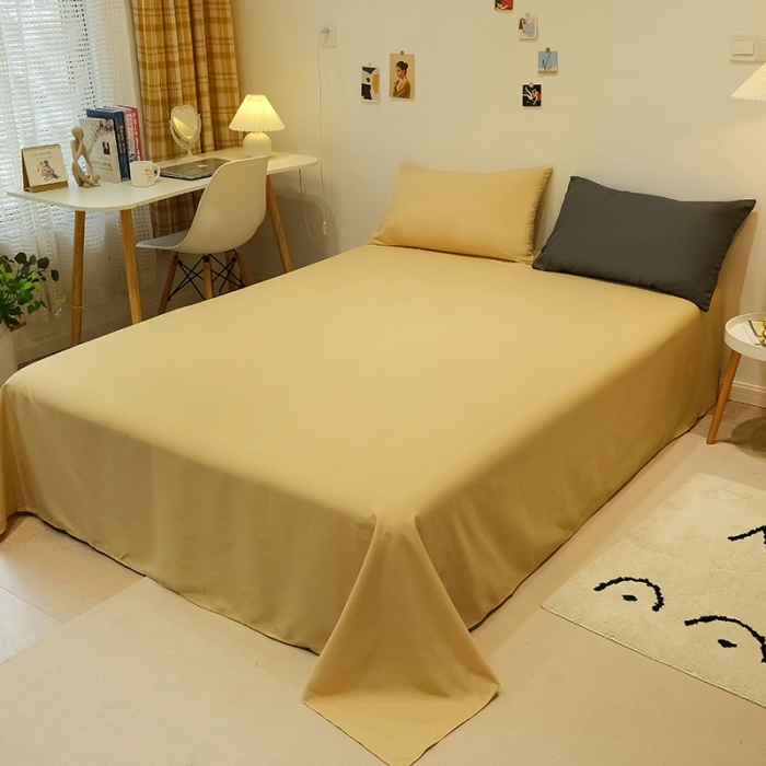 91家纺网 家纺一手货源 找家纺 蓝淋家纺 2022新款纯色简约四件套 奶茶+杏色