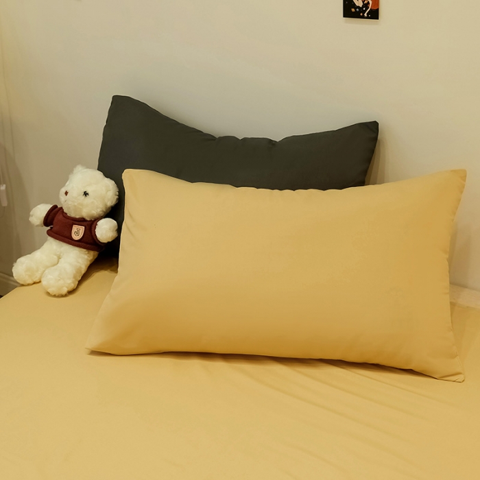 91家纺网 家纺一手货源 找家纺 蓝淋家纺 2022新款纯色简约四件套 奶茶+杏色