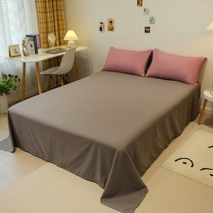 91家纺网 家纺一手货源 找家纺 蓝淋家纺 2022新款纯色简约四件套 浅豆沙+浅灰