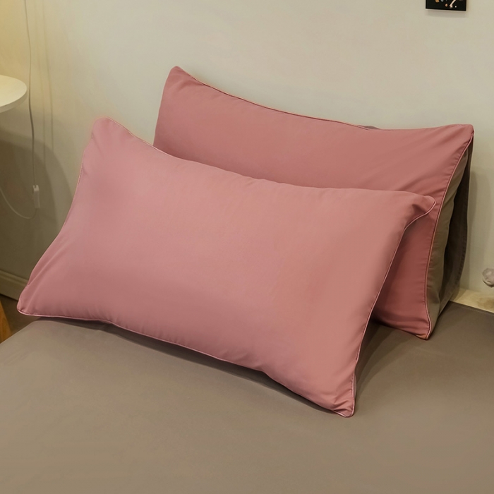 91家纺网 家纺一手货源 找家纺 蓝淋家纺 2022新款纯色简约四件套 浅豆沙+浅灰