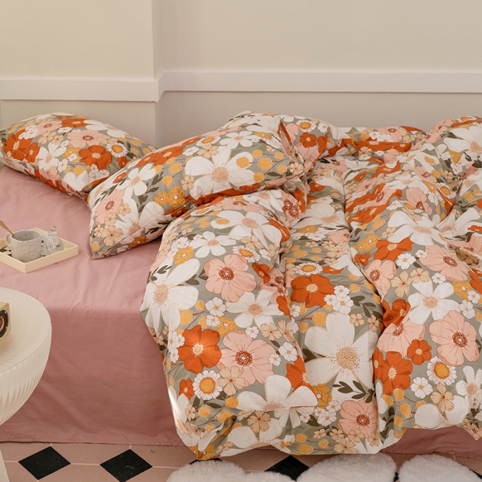 91家纺网 家纺一手货源 找家纺 窝米 2022新款全棉印花活性四件套花卉系列 朝颜