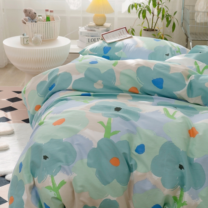 91家纺网 家纺一手货源 找家纺 窝米 2022新款全棉印花活性四件套花卉系列 绿藤