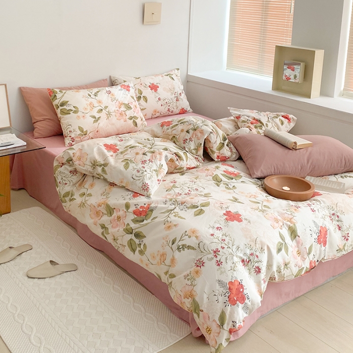 91家纺网 家纺一手货源 找家纺 窝米 2022新款全棉印花活性四件套花卉系列 莫奈花园