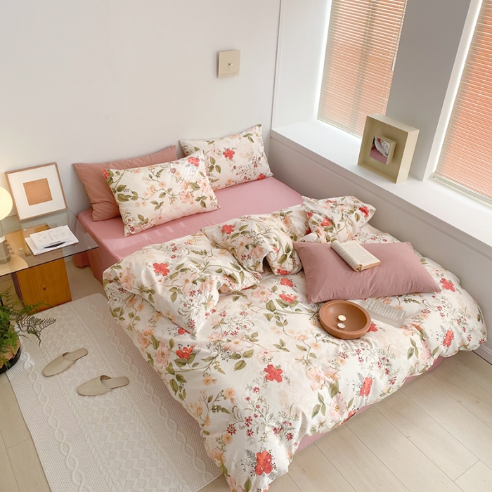 91家纺网 家纺一手货源 找家纺 窝米 2022新款全棉印花活性四件套花卉系列 莫奈花园