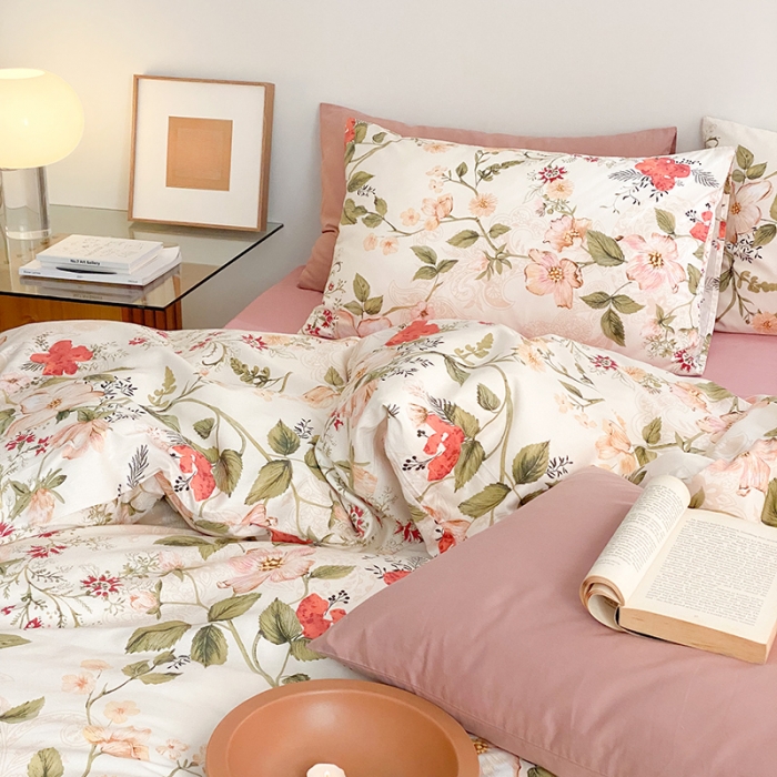 91家纺网 家纺一手货源 找家纺 窝米 2022新款全棉印花活性四件套花卉系列 莫奈花园