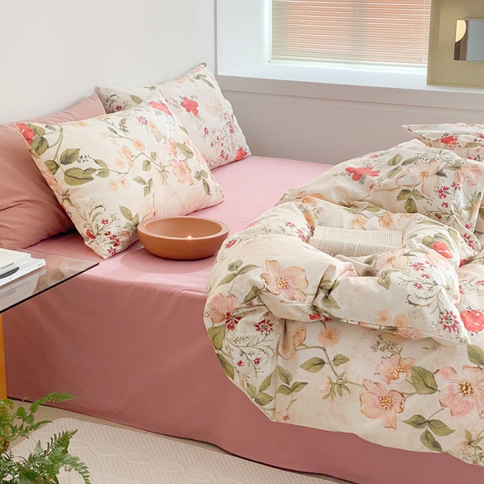 91家纺网 家纺一手货源 找家纺 窝米 2022新款全棉印花活性四件套花卉系列 莫奈花园