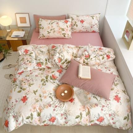 窝米 2022新款全棉印花活性四件套花卉系列 莫奈花园