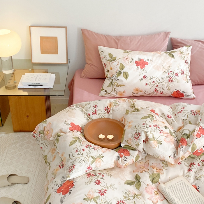 91家纺网 家纺一手货源 找家纺 窝米 2022新款全棉印花活性四件套花卉系列 莫奈花园