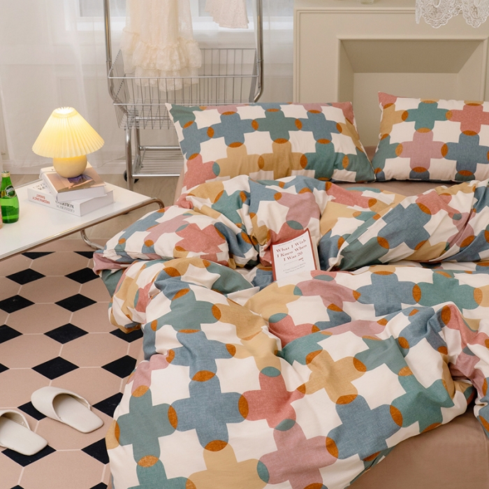 91家纺网 家纺一手货源 找家纺 窝米 2022新款全棉印花活性四件套花卉系列 莫妮卡