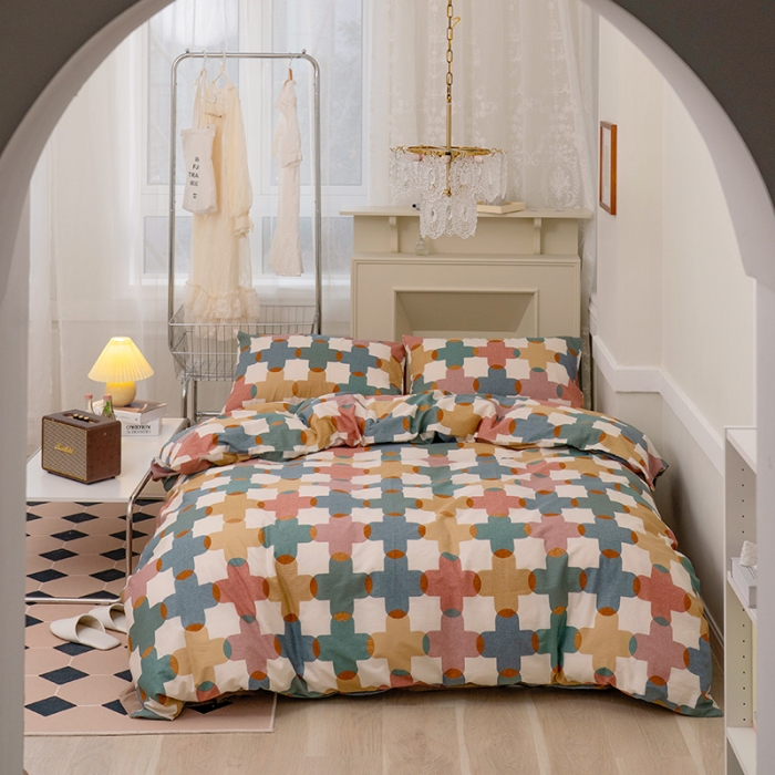 91家纺网 家纺一手货源 找家纺 窝米 2022新款全棉印花活性四件套花卉系列 莫妮卡